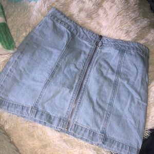 High-Waisted Full Zip Forever 21 Jean Skirt